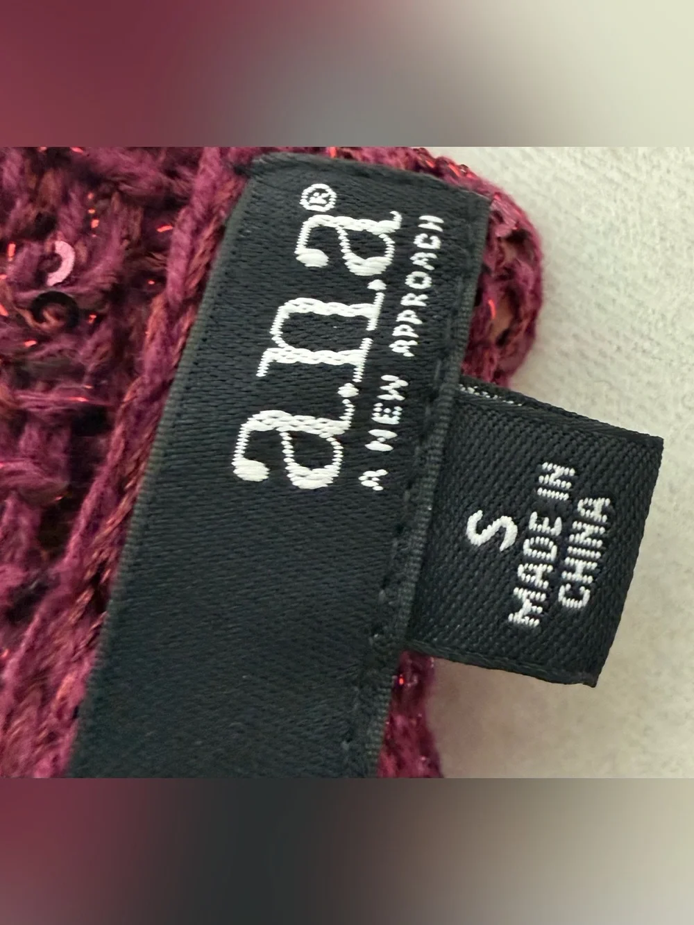 a.n.a Cranberry Scoop Neck Sparkly Sequined Sweater - Picture 5 of 7